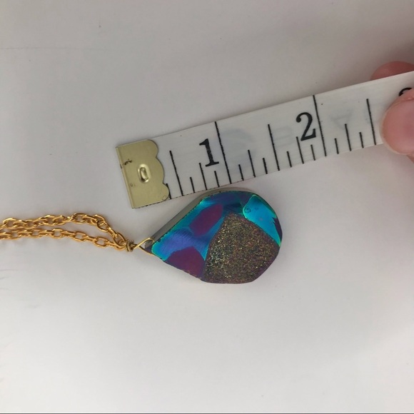 4 for $35 🍄 Large Oil Slick Druzy Pendant Necklace LONG! - Picture 4 of 4